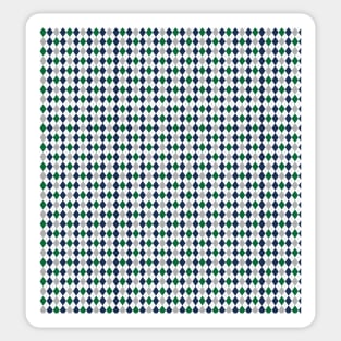 Green Silver Navy and White Argyle Pattern Diamond Checks Sticker